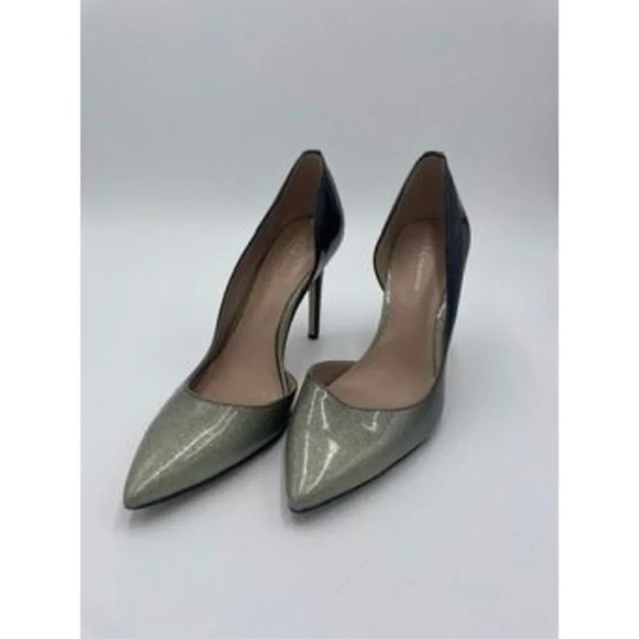 BCBGMaxAzria Shoes - BCBG Black Grey Sparkle Patent Leather Pointed Toe Stiletto Heels Size 7.5